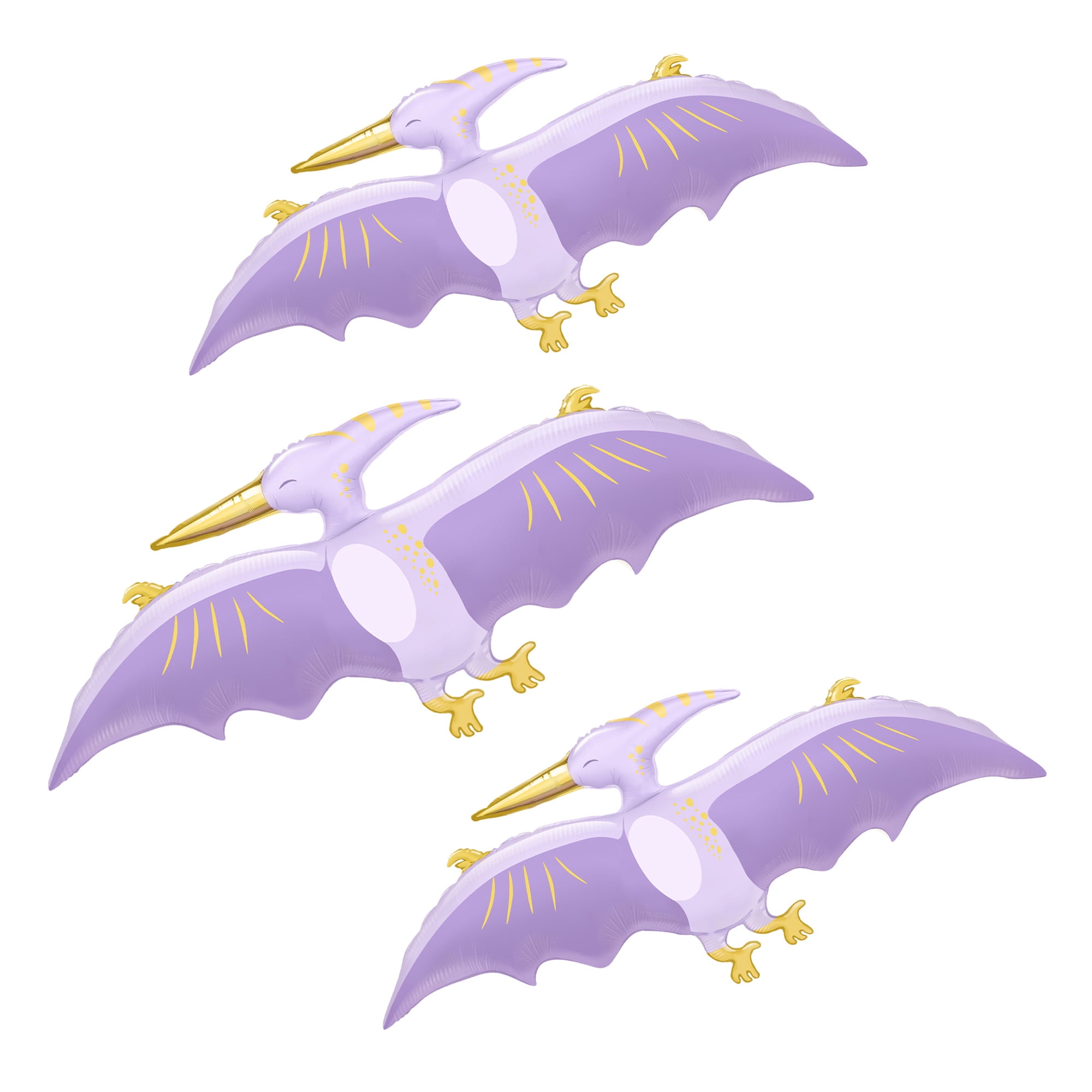 Cymylar Purple Pterosaur Foil Balloons, Dinosaur Themed kids Birthday Decoration (3Pcs)