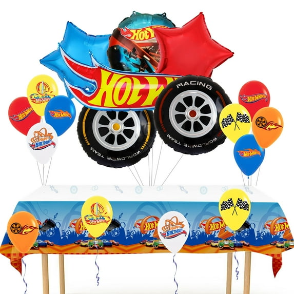 Cymylar Racing Car Tires Theme Birthday Party Decoration Balloon, Tablecloth Party Supplies (21Pcs)