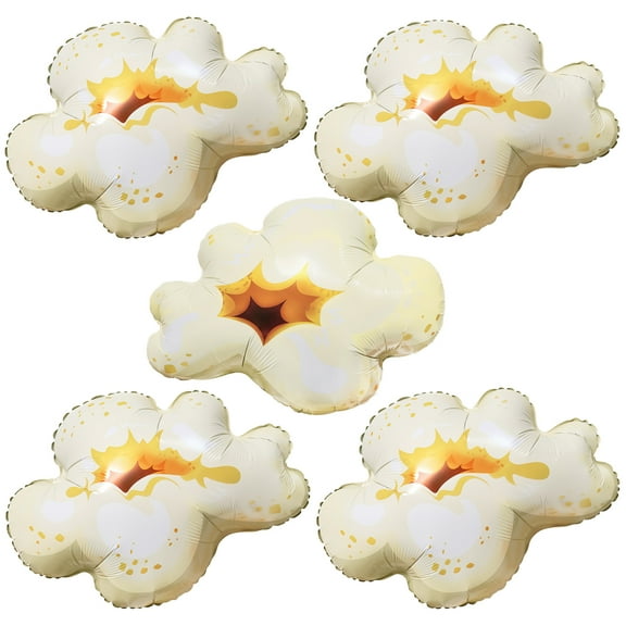 Cymylar White Popcorn Foil Balloons, Food Themed Birthday Party Decorations(5pc)