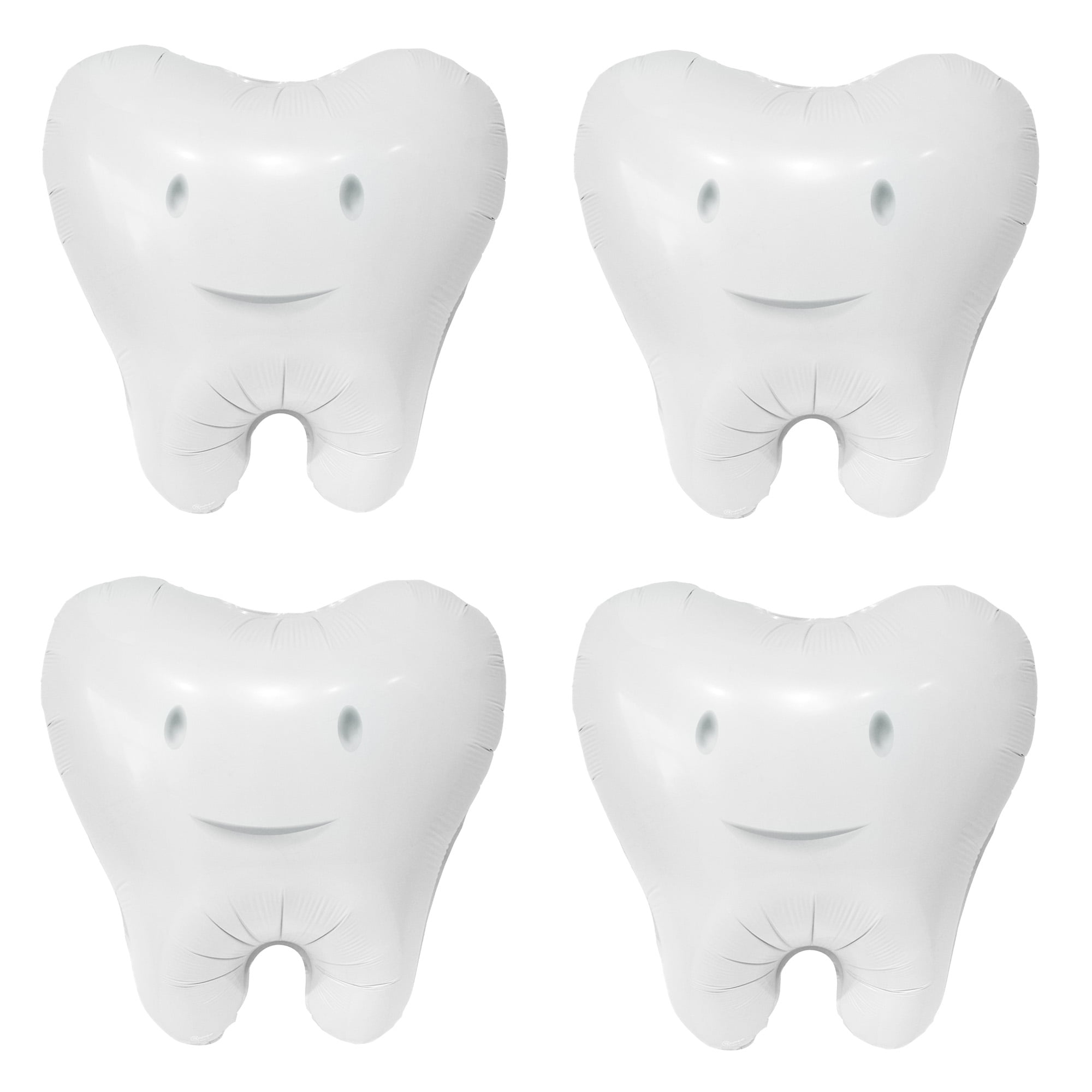 Cymylar White Tooth Foil Balloon, 21 inch Dental Care Day Graduation Birthday Decoration(4pcs)