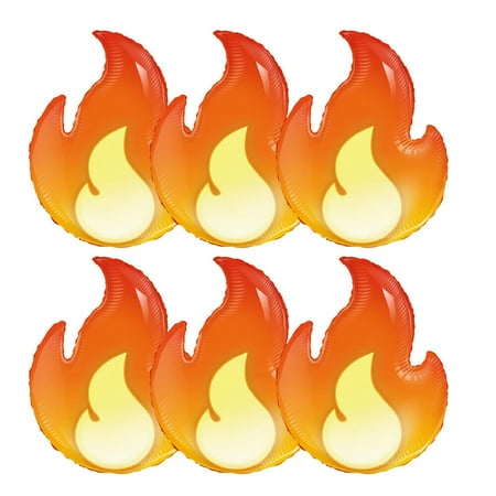 Cymylar Yellow Flame Foil Balloons Fire Truck Fireman Birthday Summer Barbecue Party Balloon (6Pcs)