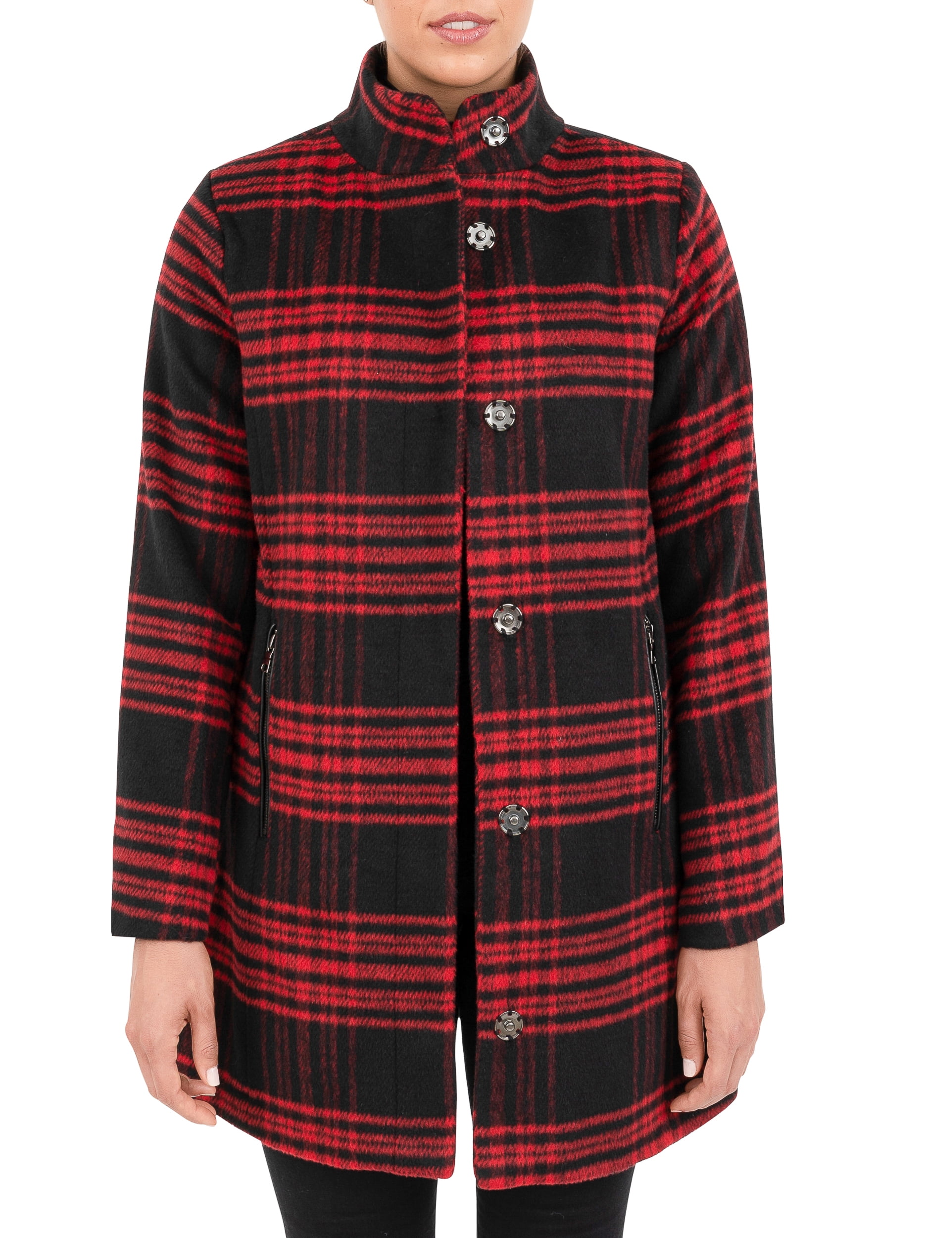 Cyn & Luca Women's Single Breasted Plaid Coat
