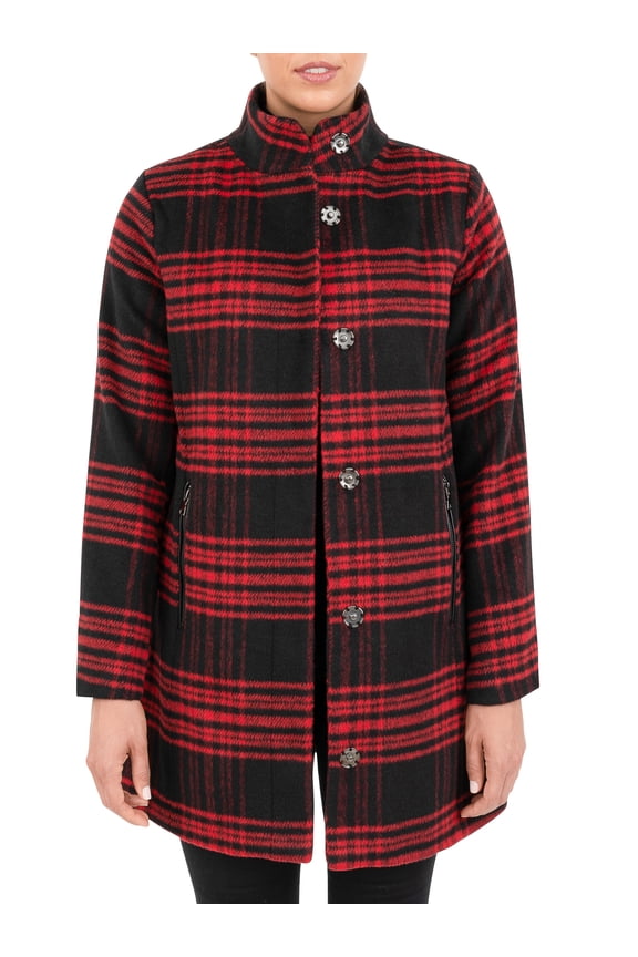 Women's Single Breasted Plaid Coat
