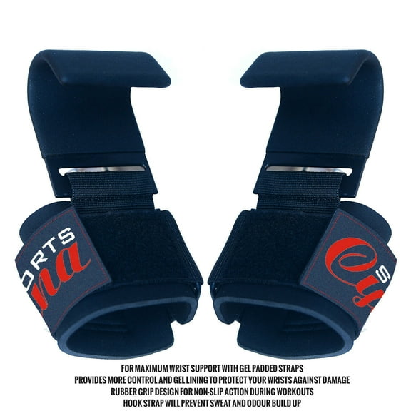 CynaSports Gym Weightlifting Power Training Dip Hook Bar Wrist Brace Support- Black