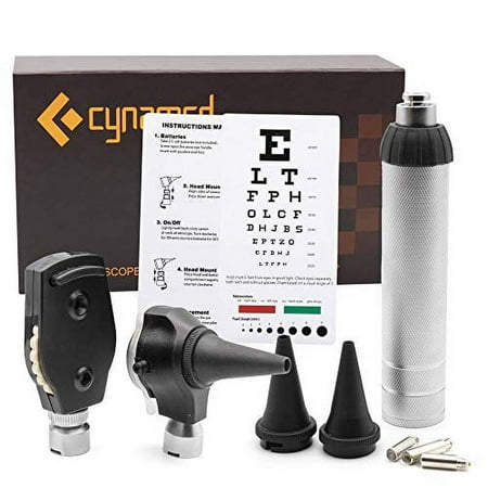 Cynamed 2-in-1 Ear Scope Set - Multi-Function Otoscope for Ear, Nose & Eye Examination- Kit for Home and Medical Students - Sight Chart, Replacement Tips, and Carry Case