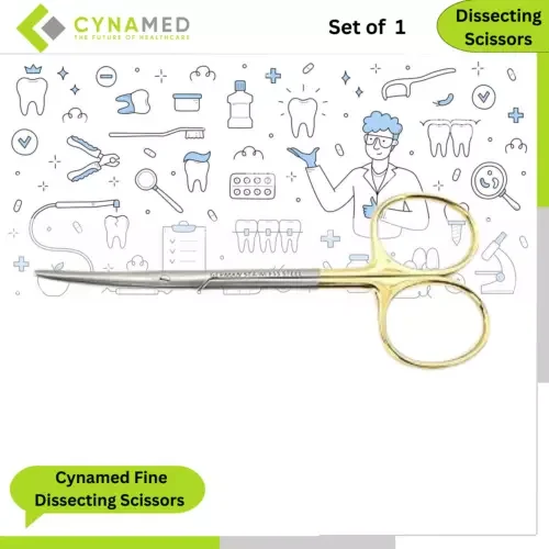 Cynamed Fine Dissecting Scissors W/Tungsten Carbide Inserts Curved Blades 4.5In
