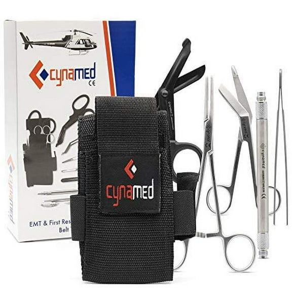 Cynamed First Responder Medical Tool Kit -  Adjustable Multi-Pocket Nylon Belt Pouch