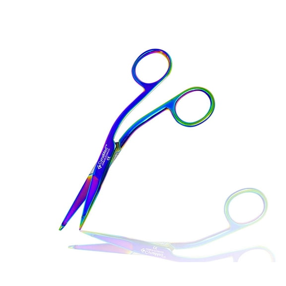 Cynamed Knowles Bandage Scissors with Multicolor/Rainbow Titanium Coating - Perfect for EMT, Paramedics, First Aid Responders, Doctors, Nurses, Students and More (4.5 in.)