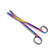 Cynamed Mayo Scissors with Multicolor/Rainbow Titanium Coating - Long, Thick Precision Shears (6.75 in, Curved Blades)