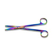 Cynamed Mayo Scissors with Multicolor/Rainbow Titanium Coating - Long, Thick Precision Shears (6.75 in, Straight Blades)