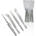 thumbnail image 1 of Cynamed Precision Hobby Tweezers Tool Set, Stainless Steel Long Tweezers Kit Curved Tweezers for Electronics, Laboratory Work, Diamond Handling, Jewelry-Making, Craft, Soldering (Hobby Tweezers 4-Set), 1 of 5