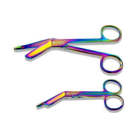 Cynamed Set of 2 Lister Bandage Scissors - Perfect for EMT, Paramedics, First Aid, Responders, Doctors, Nurses, Students and More (4.5 in. + 7.25 in., Rainbow)