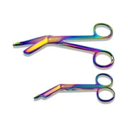 Cynamed Set of 2 Lister Bandage Scissors - Perfect for EMT, Paramedics, First Aid, Responders, Doctors, Nurses, Students and More (4.5 in. + 5.5 in., Rainbow)