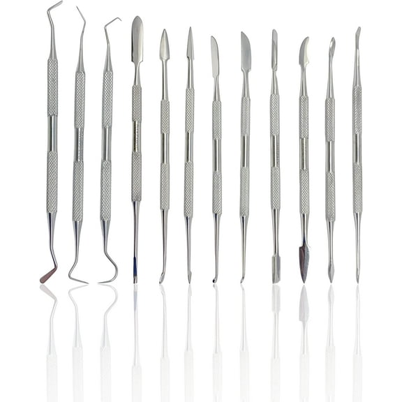 Cynamed Stainless Steel Spatula Wax & Clay Sculpting Tool Carver Set (12PK)