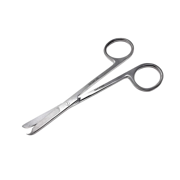 Cynamed Suture Stitch Stainless Steel Hook Tip Scissors, 4.5", Silver