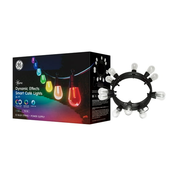 GE Cync 24ft Café Lights Dynamic Effects Smart LED Color Changing Patio String Lights