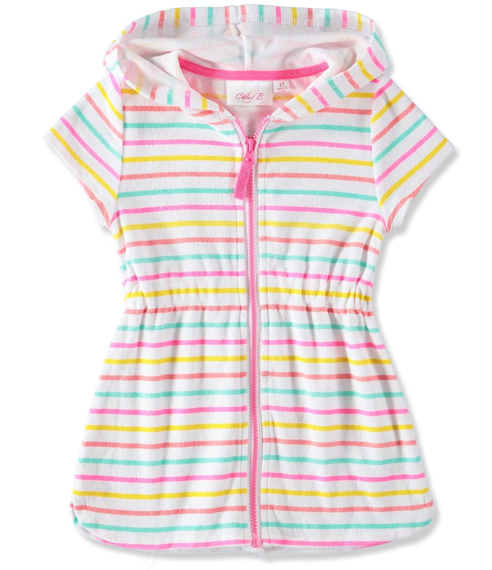 Cyndeelee Girls 2T-16 Hooded Swimsuit Zip-Up Terry Swim Cover Up ...
