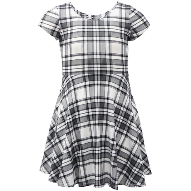 rib knit skater dress Reiss 3-9 yrs Contrast-Trim Rib-Knit Skater Dress in Navy