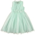 thumbnail image 1 of Cyndeelee Girls 4-16 Sleeveless Embroidered Ruffle Neck Tulle Party Dress Wedding Flower Girl Dress, Mint, 16, 1 of 4