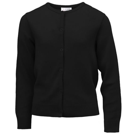 Cyndeelee Girls Long Sleeve Button Front Cotton Soft Knit Cardigan Sweater (Black, 6X)