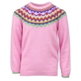 thumbnail image 1 of Cyndeelee Girls Long Sleeve Knit Pullover Christmas Sweater Crewneck Holiday Sweater Shirt (Multicolored Yoke/Pink, 2T), 1 of 5