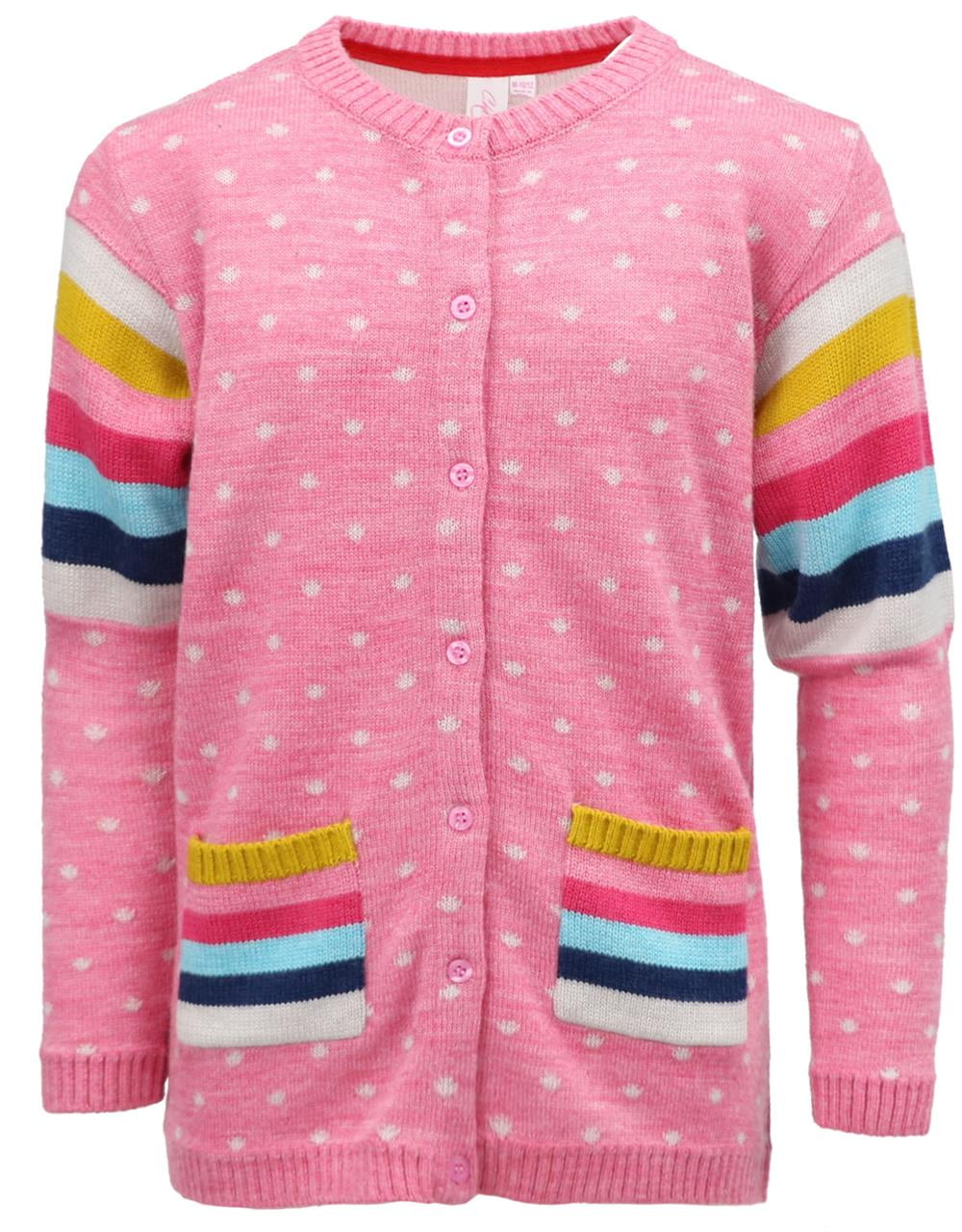 Cyndeelee Girls Long Sleeve Stripe Knit Button Up Crewneck Cardigan