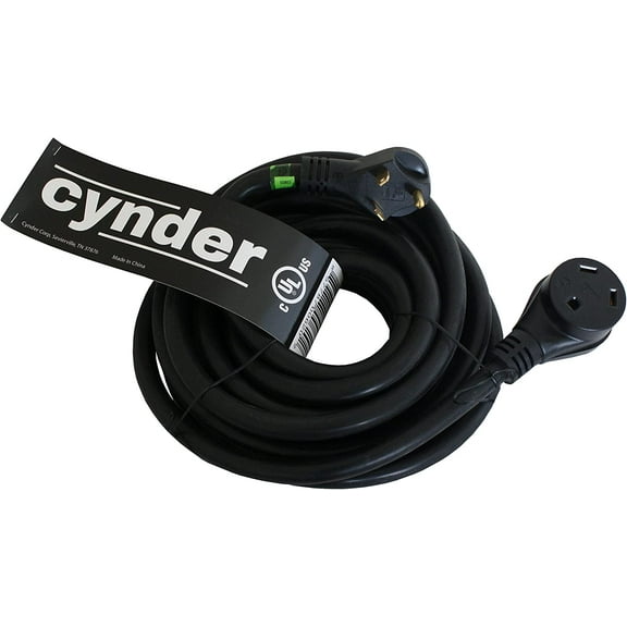 Cynder 00621 RV 30 Amp Heavy Duty Power Extension Cord 50' Foot (50 Feet, Black)
