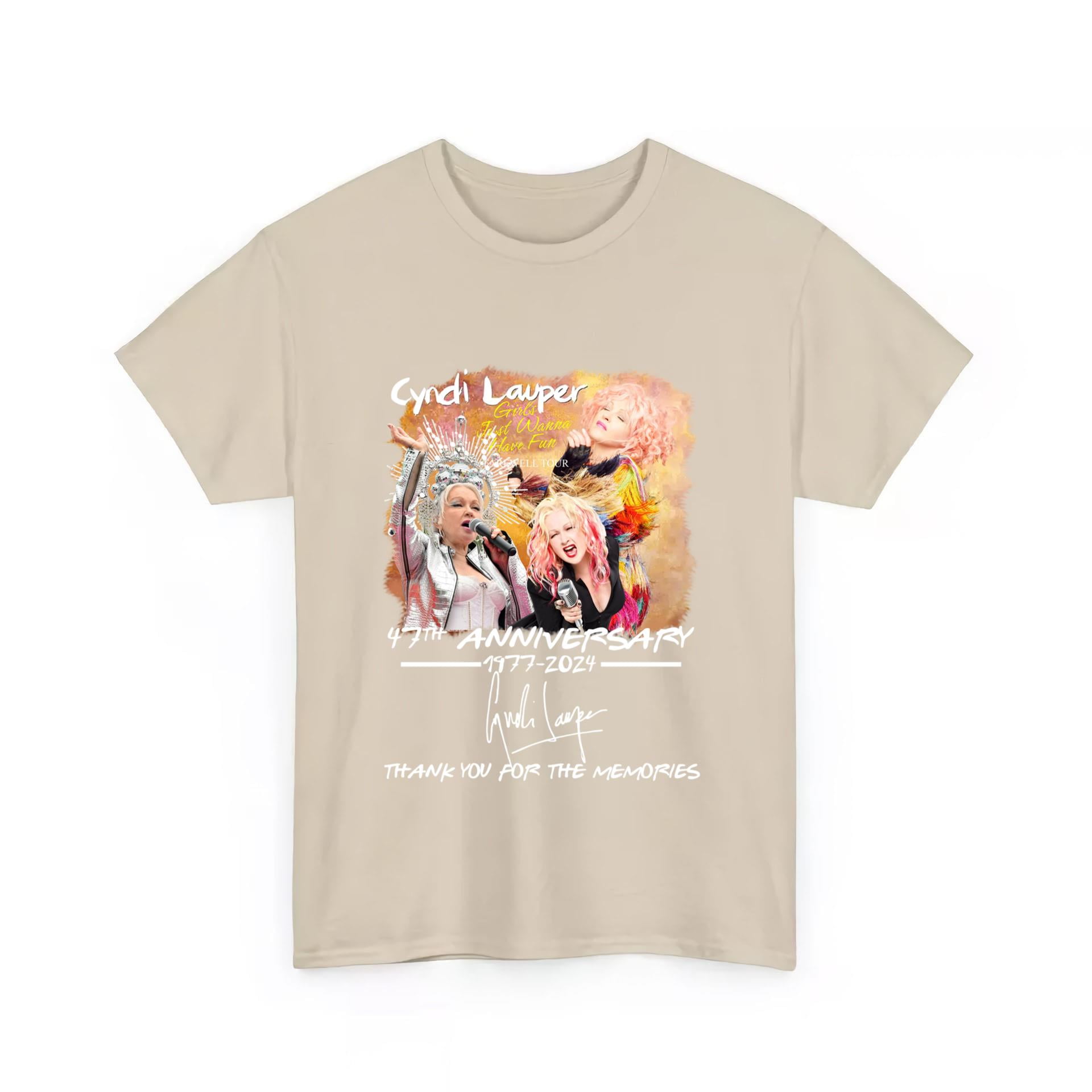 T-shirt Noir Cyndi Lauper Farewell Tour - Tournée D'adieu 1977-2024, Neuf Avec étiquettes