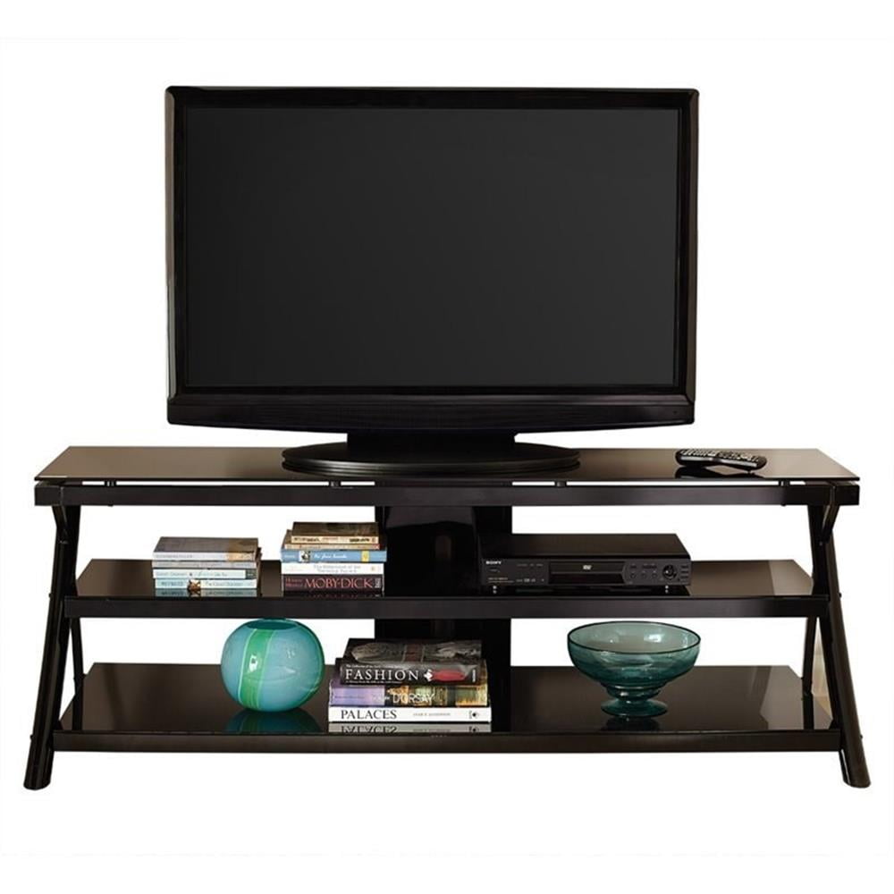 Lucio 65'' Black Metal and Glass Media Console