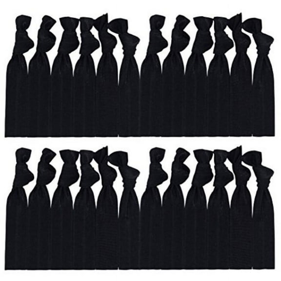 Cyndibands Black Hair Ties (More Colors Available) No-Snag Knotted Ponytail Holders/Bracelets - 25 Count …