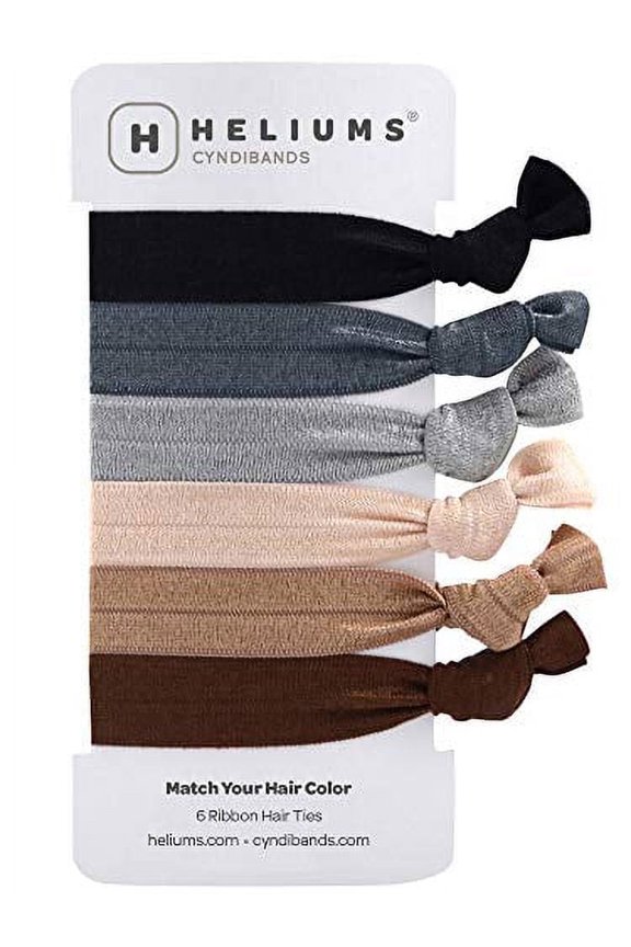Brown Gray Cream Knotted Ribbon Less Crease Hair Ties (Classic Neutrals) 6 Count