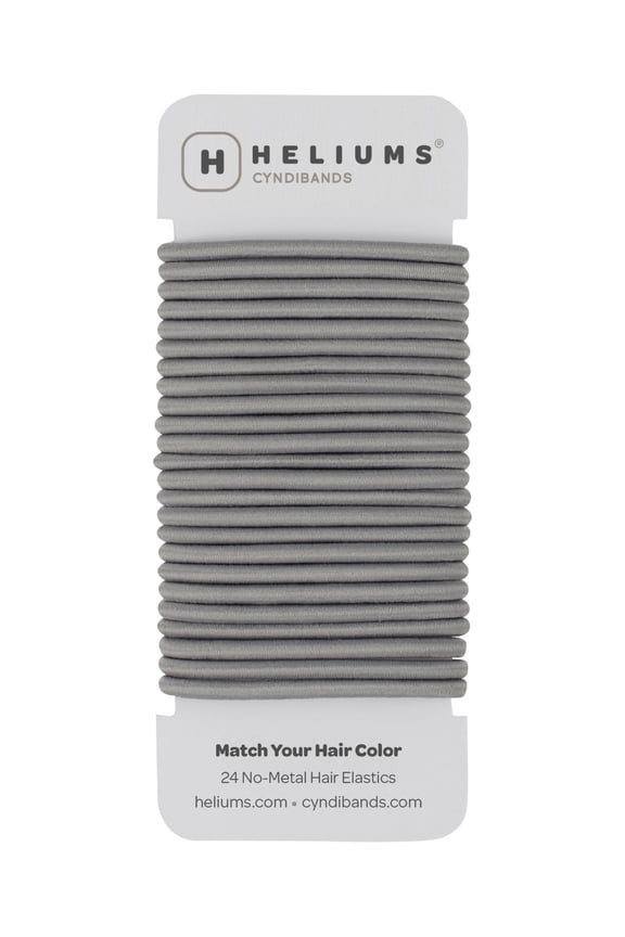 Elastic Hair Ties – Gray - No Damage 4mm Ponytail Holders for Women & Kids, 24-Pack Hair Elastics in Neutral Colors