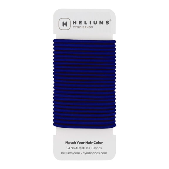 Cyndibands Elastic Hair Ties – Navy Blue - No Damage 4mm Ponytail Holders for Women & Kids, 24-Pack Hair Elastics in Neutral Colors