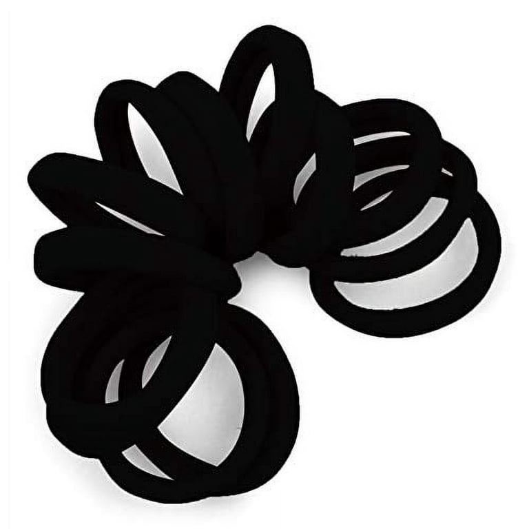 Cyndibands Gentle Hold Soft and Stretchy Seamless Elastic Nylon Fabric  No-Metal Ponytail Holders - 12 Hair Ties (Black)