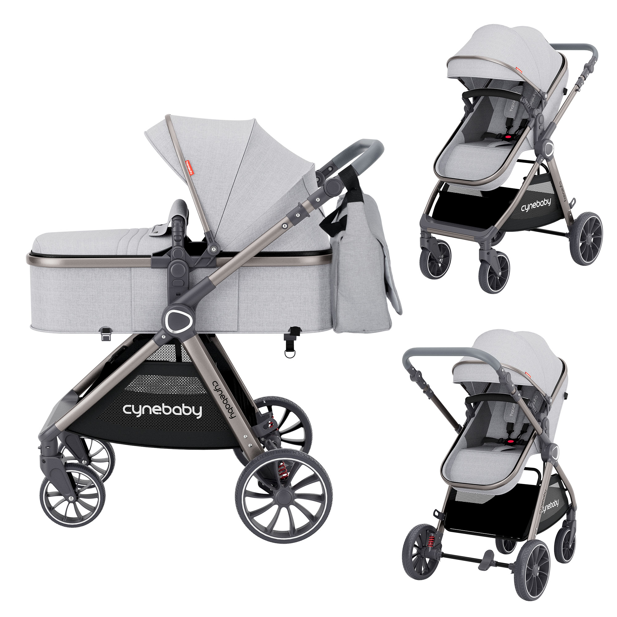 Cynebaby Baby Stroller 2 In 1 Newborn Convertible Stroller Bassinet for ...