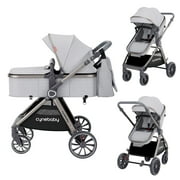 Cynebaby Baby Stroller 2 In 1 Newborn Convertible Stroller Bassinet for Infant, Gray