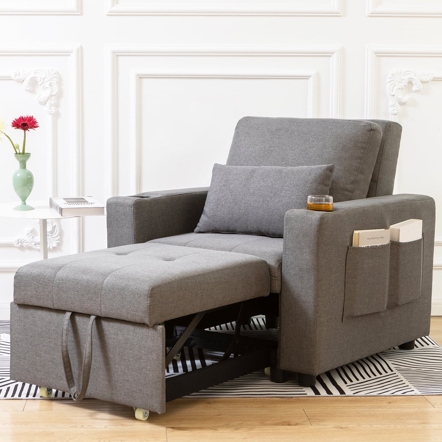 Cynefin Chair Bed Sleeper，3 in 1 Convertible Chairs into Beds, Pull Out