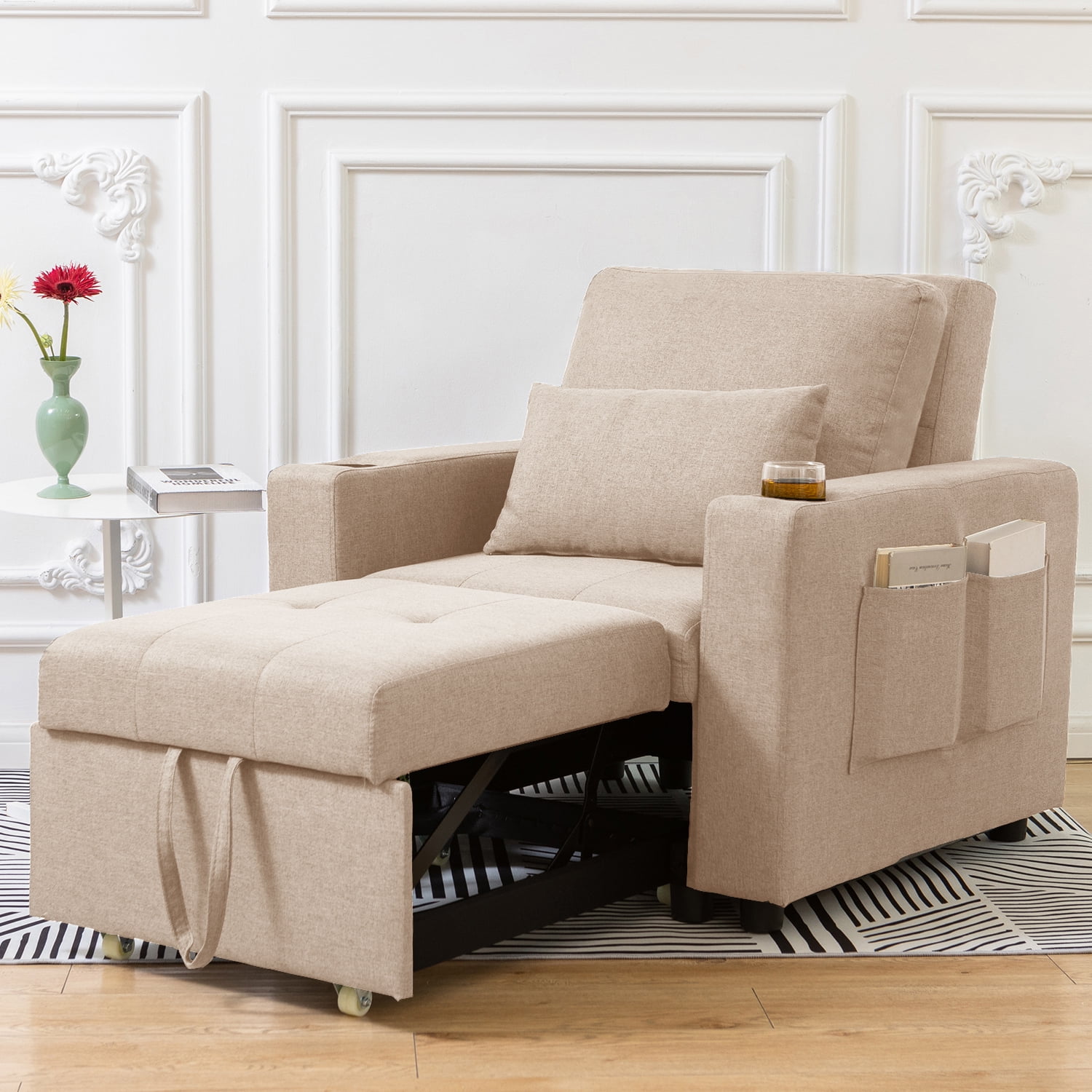 Cynefin Chair Bed Sleeper，3 in 1 Convertible Chairs into Beds, Pull Out