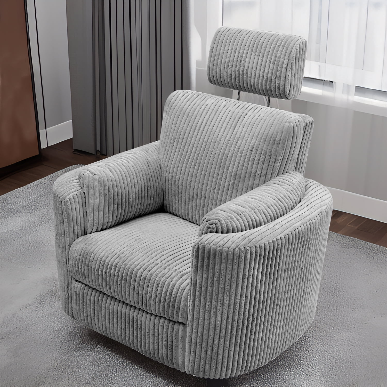 Cynefin Power Recliner Swivel Rocking Nursery Glider Rocker Chair with Headrest, USB and Type-c Port, Corduroy Electric Reclining Sofa Chair Arm Chair for Living Room