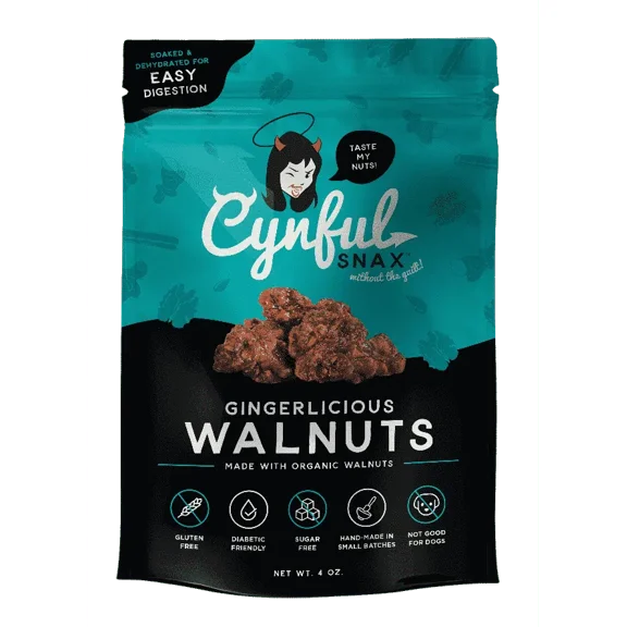Cynful Snax Gingerlicious Organic Walnuts, 4oz