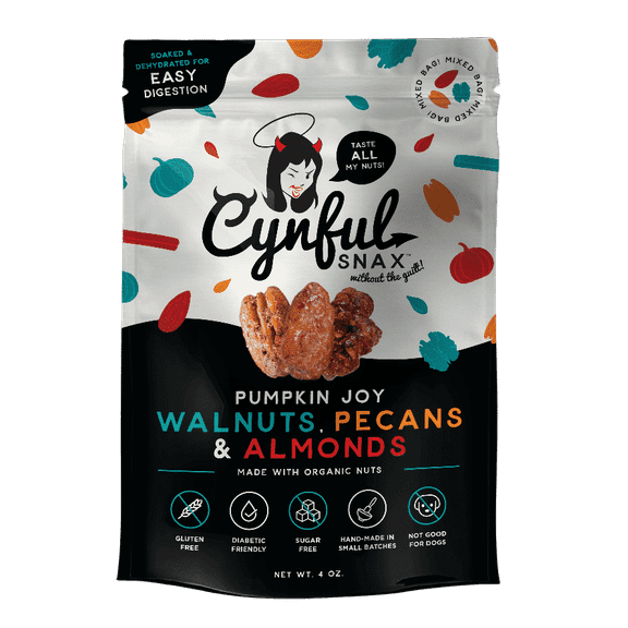 Cynful Snax Pumpkin Joy Walnuts, Pecans and Almonds Nut Mix, 4 Oz