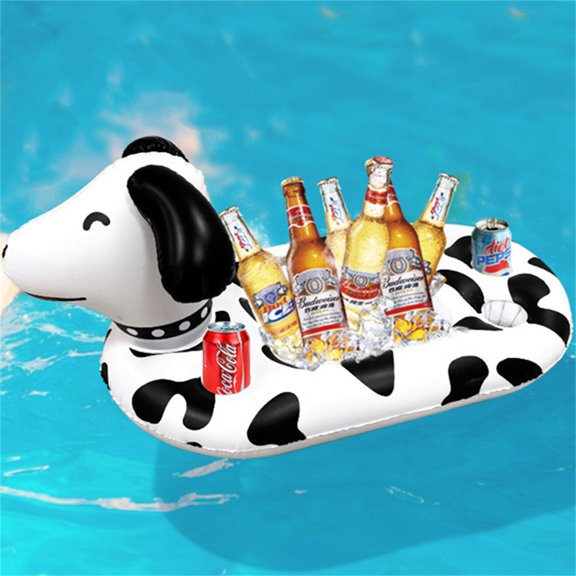 Cyninesm Easy To Use Drink Holder Unisex Pool Float, Pvc, Dog Shape, 35.4"