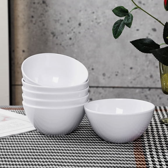 Cynnix 5.5-inch Melamine Bowls, Set of 6, Deep 22oz Cereal and Soup Bowls, 2.75" High Stackable Design, Shatterproof & Lightweight