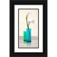 thumbnail image 1 of Cynthia, Ann 14x24 Black Ornate Wood Framed with Double Matting Museum Art Print Titled - Callas in crystal vases I, 1 of 4