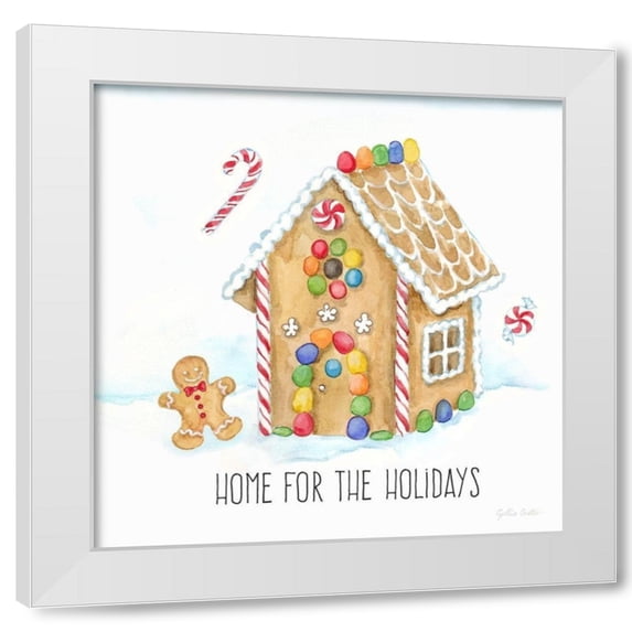 Cynthia Coulter 4x14 White Modern Wood Framed Wall Art Titled - Vintage Holiday Cheer III