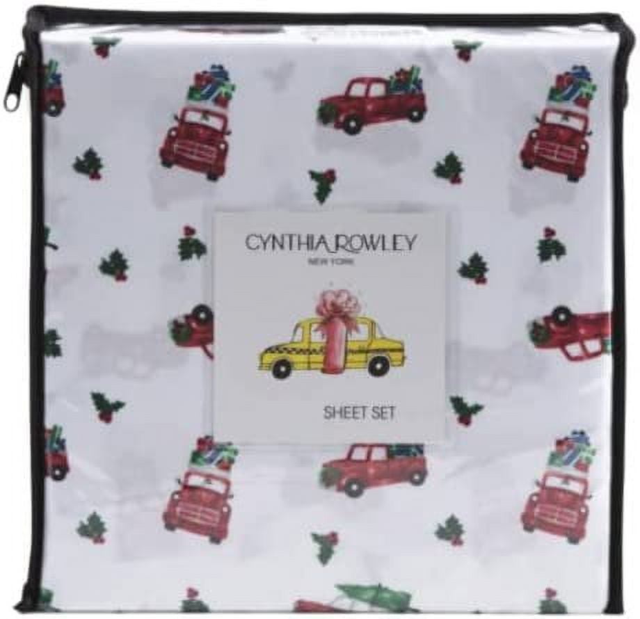 Cynthia Rowley Christmas Holiday King Size Sheet Set 100 Microfiber