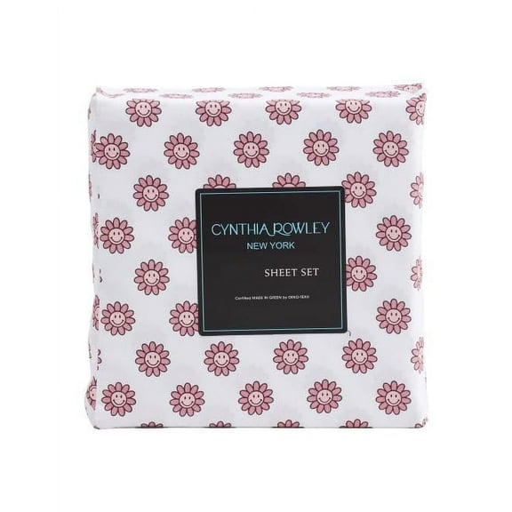Cynthia Rowley New York Smiley Daisy Sheet Set, Queen