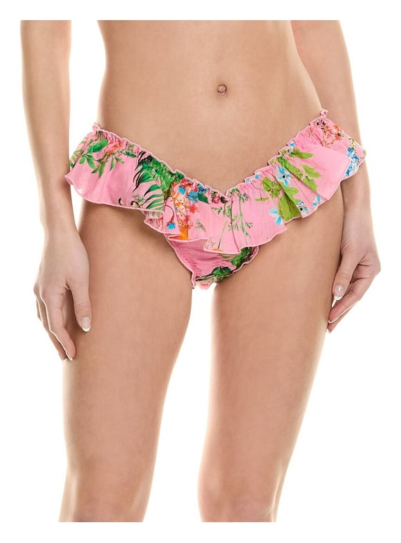 Cynthia Rowley womens  Flirt Ruffle Bikini Bottom, M, Pink