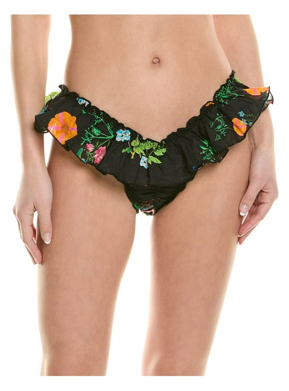 Cynthia Rowley womens  Flirt Ruffle Bikini Bottom, S, Black