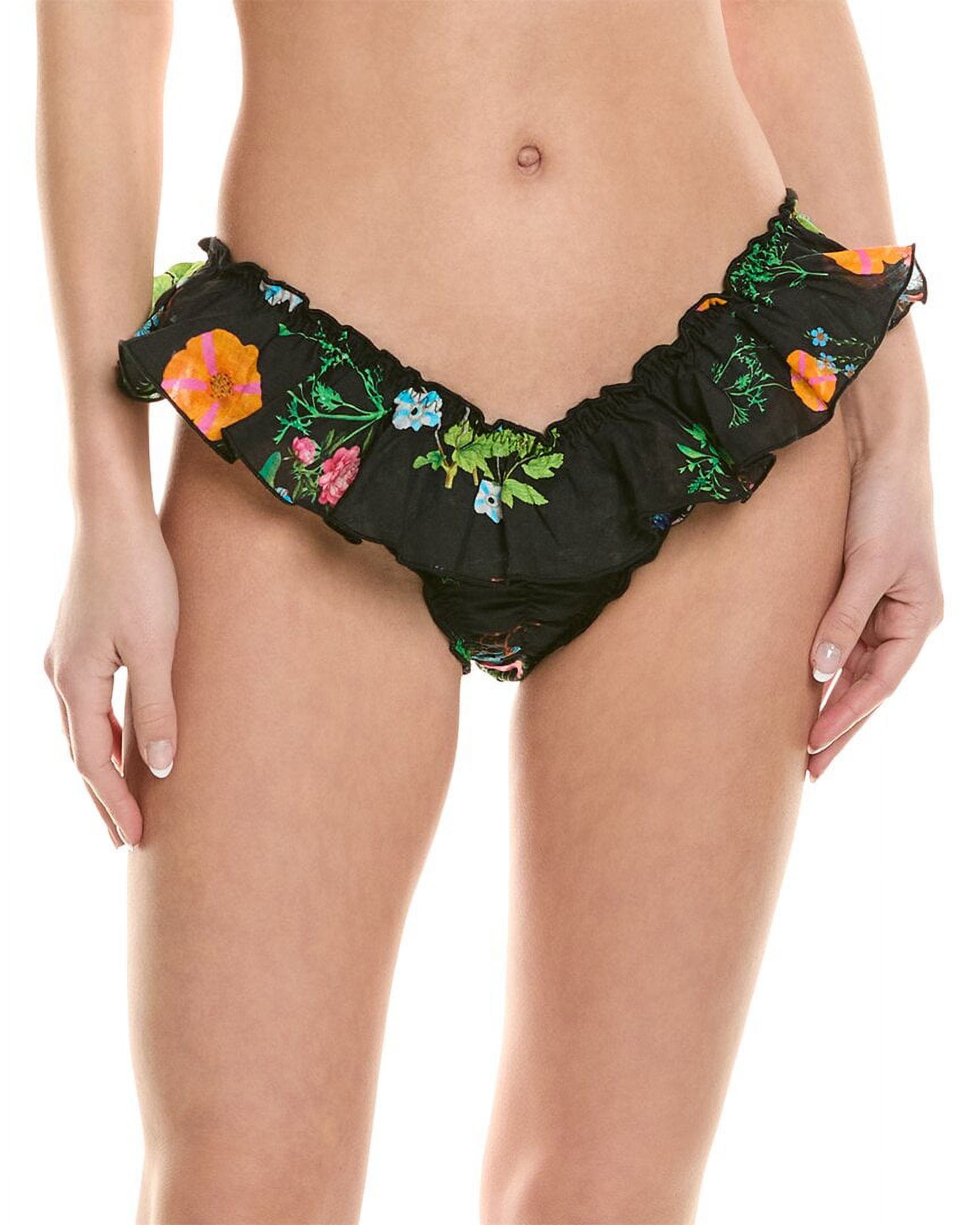 Cynthia Rowley womens  Flirt Ruffle Bikini Bottom, S, Black - image 1 of 3